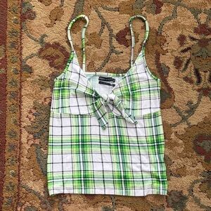 Women’s Urban Outfitters Green Plaid Camisole Top Size Large